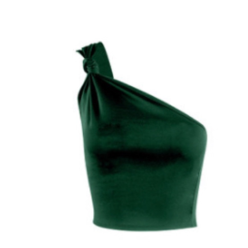 One shoulder Forest Green Tank Top